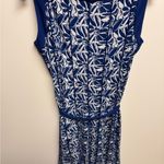 Perceptions  Blue and White Leaf Print Maxi Dress Photo 3