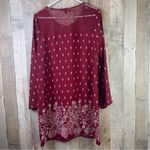 Bebop  Large Dark Red & White Print Tunic/Mini Dress w/Lace Neck and Back Photo 1