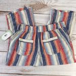 Keren Hart Striped Wide Leg Drawstring Waist Wide Leg Cropped Pants Size Medium Photo 5