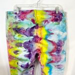 Crown & Ivy  Sz 16 Capri Jeans Handmade Tie Dye Denim Yellow Purple Raw Hem 1478 Photo 6