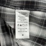 Pleione Plaid Peplum Blouse Square Neck Long Sleeve Western Black White Size M Photo 5