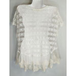 Vintage Women's Havana Cream Floral Lace Sheer Top MED Cottage Core Prairie Photo 2