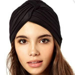None Black Headpiece/Turban Pleated Hat Photo 0