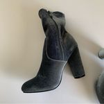 Forever Gray Velour Block Heel Almond Shaped Toe Sock Ankle Booties Size 6.5 Photo 8
