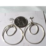 Source Unknown NIP Trades Of Hope Silver Tone Double Hoop 2 1/3” Ava Fish Hook Retro Earrings Photo 1