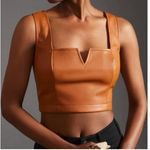 Anthropologie  Maeve Faux Leather Notch Tank Cognac Brown‎ Cropped Size 10 Photo 0