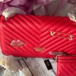 Victoria's Secret Victoria’s Secret Red Decorated Handbag With Card Holder Photo 3
