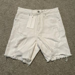 Risen white high rise distressed mid thigh shorts‎ size small Photo 0