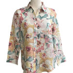 Ralph Lauren Lauren Floral Linen Button Down Shirt Womens M Pastel EUC Photo 0