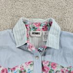 VTG Gitano Womens Top S Chambray Floral Button Up Crop Tie Western Rodeo 90s Blue Photo 12