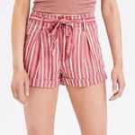 American Eagle NWT  Red & White Striped Paper Bag Waist Shorts Size 6 Photo 0