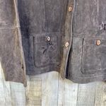 Dressed by David Dart Large Brown Embroidered 100% Genuine Leather Button Jacket Photo 7