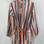 Sage THE LABEL Cardigan Medium Kimono 100% Cotton Stripe Beach Travel Boho NWT Photo 13