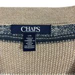 CHAPS  Western Sweater Blue Tan Pullover Striped Neckline Crisscross Tie Size L Photo 6