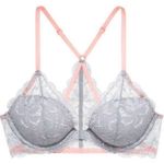 PINK - Victoria's Secret Victoria’s Secret Pink Date Racerback Push Up Bra Silver Lace 32D Photo 1