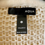 AQUA  Open Front Balloon Sleeve Oversized Cardigan in White Photo 1