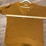 New In Oversized Caramel Colored Waffle Knit Button V Neck Sweater Tan Size L Photo 3