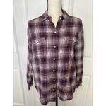 Old Navy  The Boyfriend Shirt Medium Plaid Flannel Raisin Arizona‎ Burgundy Photo 1