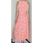 French Connection Pink & Orange Floral Prairie Girly Midi Sleeveless Dress Photo 2