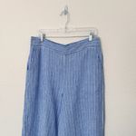 1. State [] Blue White Striped Linen Blend High Rise Wide Leg Crop Pants Sz Large Photo 2