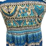Mudd  Y2K Vintage Boho Blue Paisley Print Halter Top Maxi Dress size large Photo 4