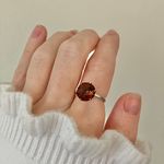 Round Chocolate Stone & Silver Ring “Bronya” Citrine Smokey Quartz Glass Boho Jewelry Brown Photo 0