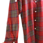 Long Sleeve Festive Lightweight Plaid Shirt/Blouse Red Size XL Photo 0