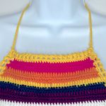 Striped Crochet Halter Crop Top‎ Size M NWT Yellow Size M Photo 2