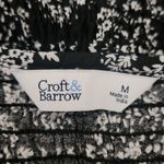 Croft & Barrow Black and White Floral Smocked Midi Dress Size Medium Photo 5