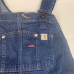 Carhartt  women's medium 8 10 short Classic Blue Denim Bib Overalls jean Photo 2