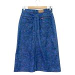 Lee Vintage Denim Skirt Size Small High Waist Floral Print Midi USA Made Blue Photo 4