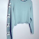 Altar'd State Knit Floral Embroidered Sleeve Crop Sweater Green and White Size M Photo 2