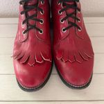 Justin Boots Vintage 80s Justin Roper Red Leather Western Boots Cowboy Cowgirl Photo 2