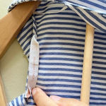 ZARA  Trafaluc White Blue Striped Blouse Buttons‎ Up Embroidered Size XS Photo 2