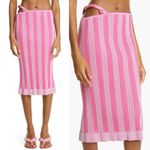 Jacquemus Le Jupe Gelato Stripe Ribbed Knit Midi Skirt Pink Sz 40 US 8 Photo 1