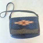 El Paso Blue Wool Shoulder Bag Southwestern Native Festival Aztec Purse 10”x7.5” Photo 1