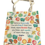 Motivational Quote Tote Bag Believe In Yourself Canvas Shopper White Photo 0