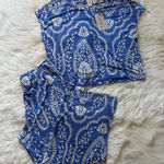Joie  Blue and White Linen Two-Piece Set Photo 0