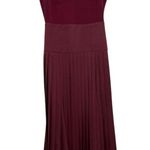 La Ligne Zelda Pleated Blend Open Back Midi Dress Burgundy Size 2 Red Photo 2