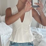 ZARA  NWT ivory zipper front peplum top Photo 4