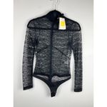 NOAM Emmeline Black Lace Mock Neck Long Sleeve Bodysuit Photo 1