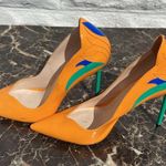 JULIA HAART Rare Patent Leather Graphic Print Slingback Pumps
Size: 11/IT 41 Yellow Photo 1