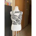 SO Women's  White Black Swirl Cutout Crop Top XL Photo 1