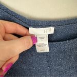 J. Jill | Women's Size Large Blue Silk Blend Mixed Fabrics Striped Side Panels Photo 2