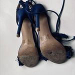 Charlotte Russe Fringe Ankle Tie Up Blue woman’s Sandal Heels Size 8 Photo 6