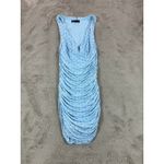 ZARA NWT  Light Blue Polka‎ Dot Sleeveless Ruched Bodycon Mini Dress size M Y2K Photo 1