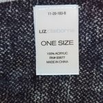 Liz Claiborne Floral Black and White Woven Scarf with Fringe One Size Photo 4