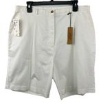 Nordstrom Eware Size 14 High Waisted Bermuda Preppy Shorts White Stretch Photo 0