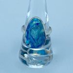 Aura Marine Blue  Druzy Sterling Silver Ring Jewelry Size 9 Photo 0