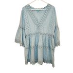 Melissa Odabash Blue Crochet Victoria Kaftan Dress Beachwear Coverup Medium Photo 1